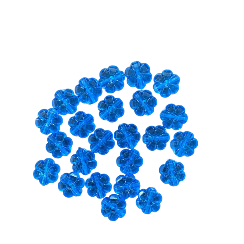 Transparent Acrylic Bead - Sky Blue Flowers