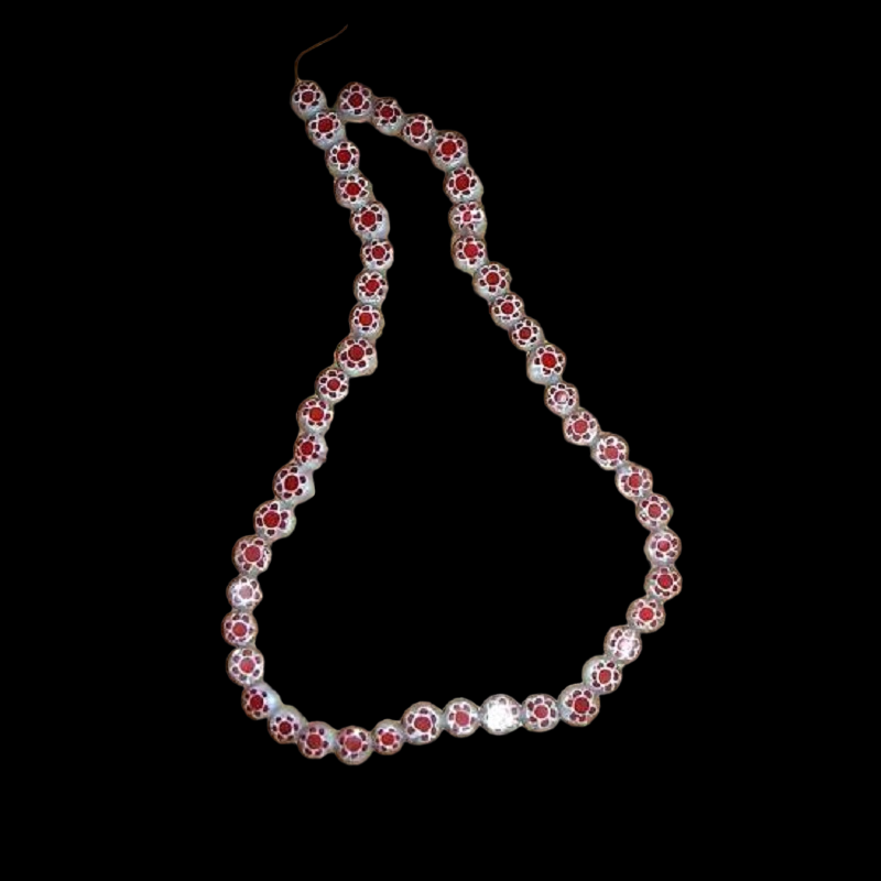 Chevron Glass Beads White & Red
