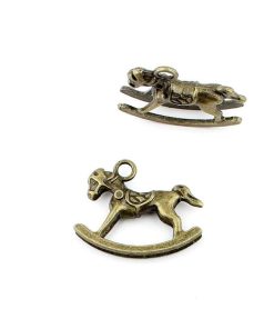 Vintage Antique Bronze Rocking Horse Charm