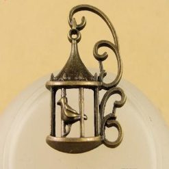 Vintage Antique Bronze Bird In A Cage Charm