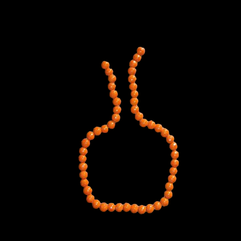 Round Orange Faceted Glass Beads