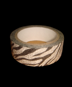 Glitter Tape Silver With Black Cheeta Print