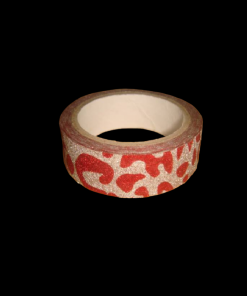 Glitter Tape Silver With Red Colour Leopard Print