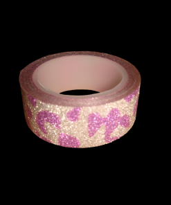 Glitter Tape Silver With Purple Leopard Print