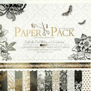 Eno Greeting Black Roses With Butterfly Pattern Design Paper Pack
