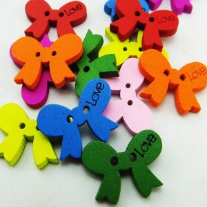 Mixed Colour Bowknot Wooden Buttons