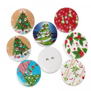 Mixed Colour Round Tree Painted Button