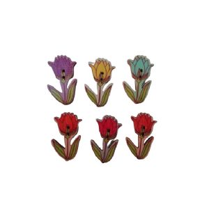 Tulip Flower Mixed Colours Button