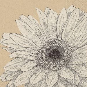 Black And White Sunflower Decoupage Napkin