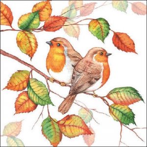 Robins In Autumn Decoupage Napkin