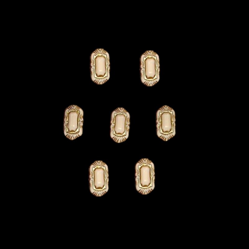 Ivory Colour Square Acrylic Beads With Gold Pattern