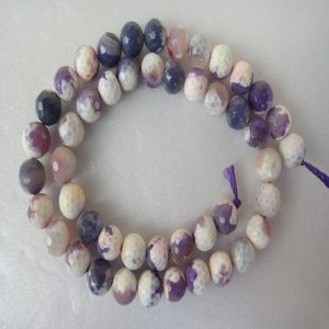 Mixed Colour Shades Of Purple And White Agate Beads