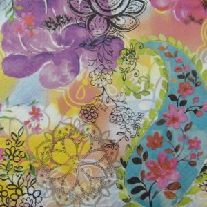 Paisley Pattern & Flowers Decoupage Napkin