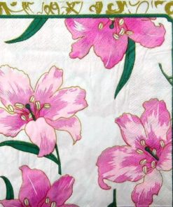 Tropical Pink Hibiscus Flowers Decoupage Napkin