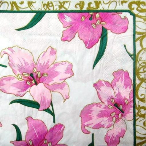 Tropical Pink Hibiscus Flowers Decoupage Napkin