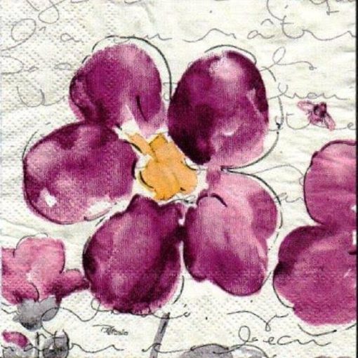 Purple Flowers Decoupage Napkin
