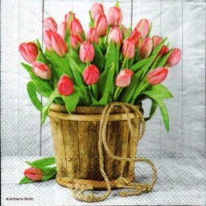 Tulips In A Bucket Decoupage Napkin