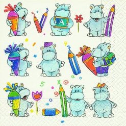 Little Hippo Goes To School Decoupage Napkin