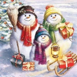 Snowman's Family Decoupage Napkin