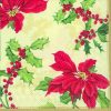 Chirstmas Berries & Poinsettias Decoupage Napkin