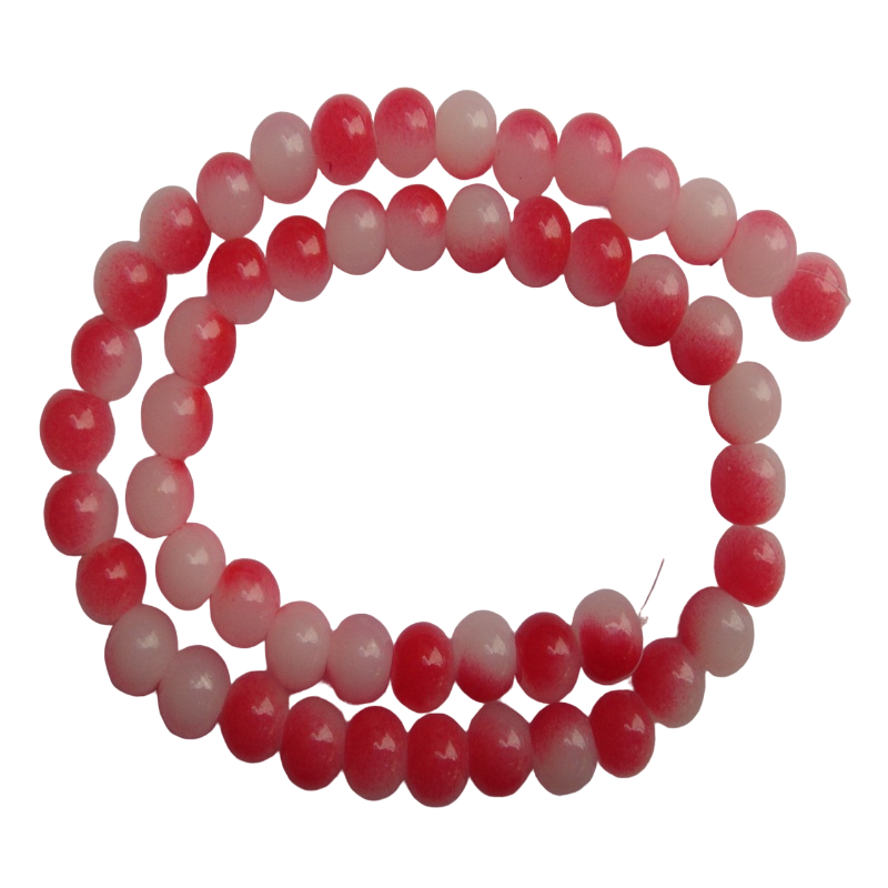 Red & White Double Shade Glass Beads
