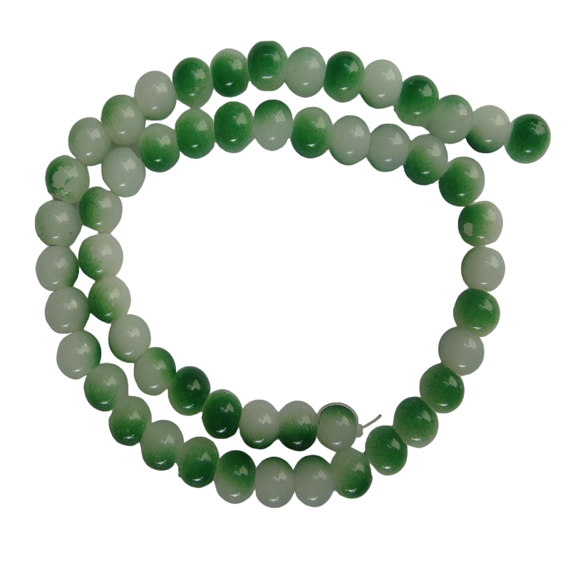 Green & White Double Shade Glass Beads