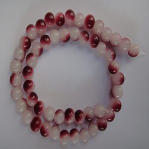 Maroon & White Double Shade Glass Beads