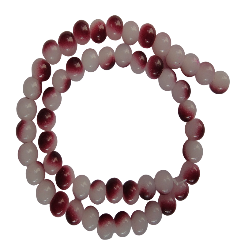 Maroon & White Double Shade Glass Beads
