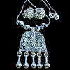 German Silver Tribal Pendant With Jhumkas