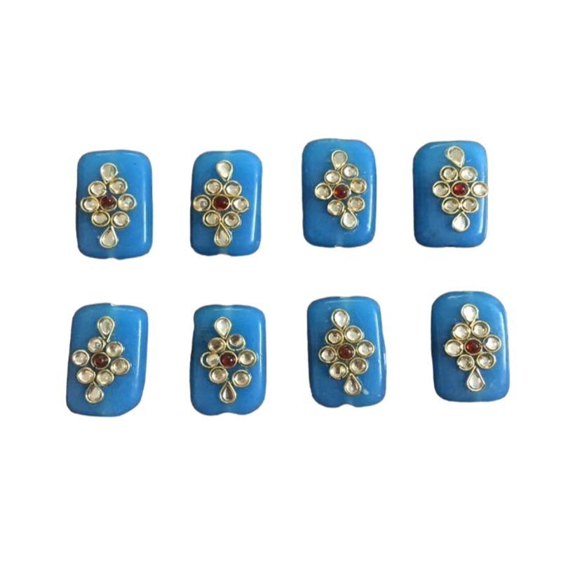 Light Blue Kundan Work Rectangle Beads