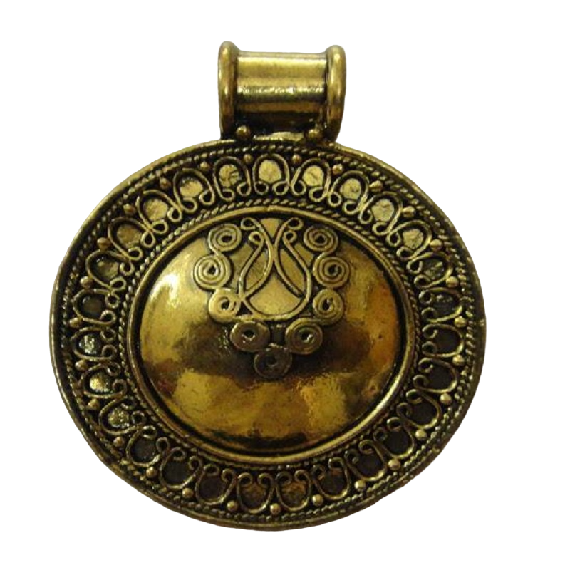 Gold Round Ganesh Pendant