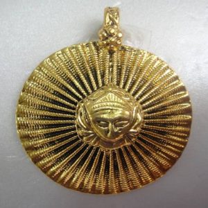 Antique Gold Finish Durga Pendant