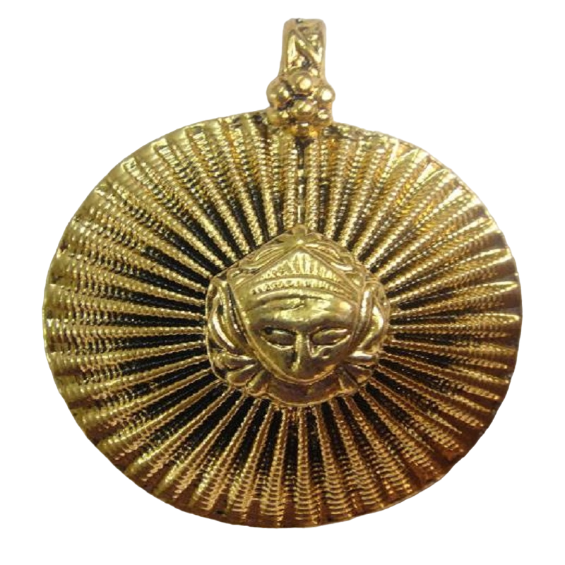 Antique Gold Finish Durga Pendant