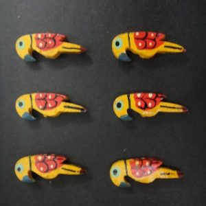 Mustard Painted Wooden Parrot Bead