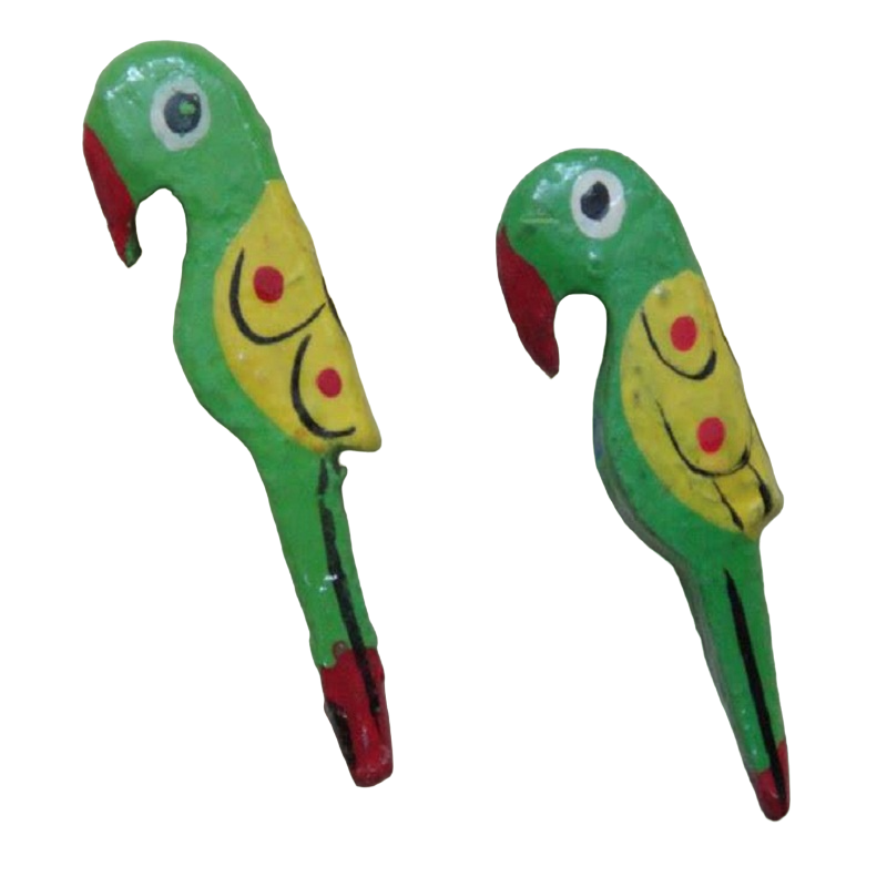 Green Painted Wooden Parrot Bead