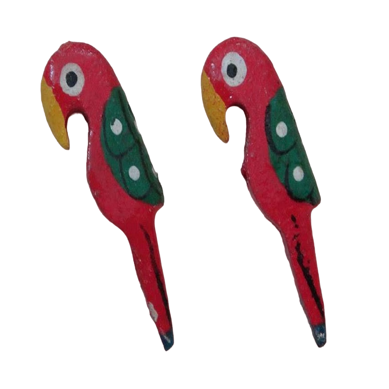 Red Painted Wooden Parrot Bead