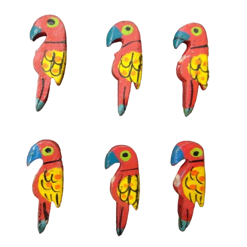 Red Painted Wooden Parrot Bead