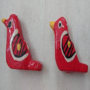Red Painted Wooden Sparrow Beads