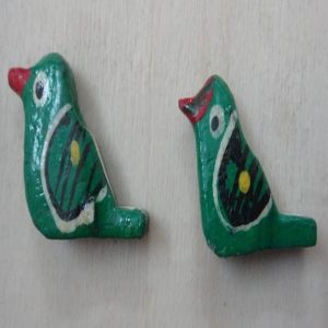 Green Painted Wooden Beads Sparrow