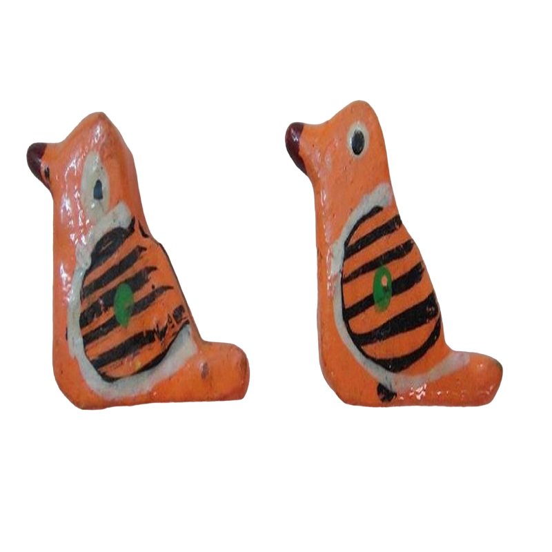 Orange Painted Wooden Sparrow Beads