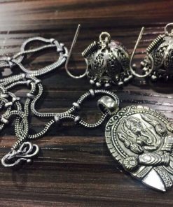 Alternative view of Ganesh German Silver Pendant With Jhumkas