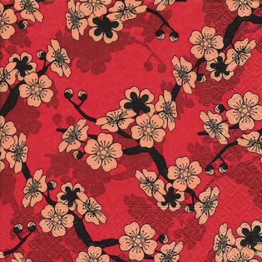 Asian Flowers Decoupage Napkin