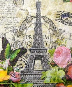Paris Eiffel Tower, Rose & Butterfly Decoupage Napkin