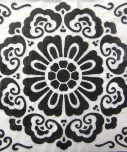 Black & White Flower Print Decoupage Napkin