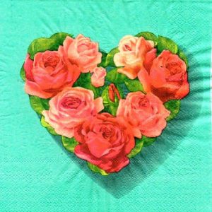 Heart With Roses Decoupage Napkin