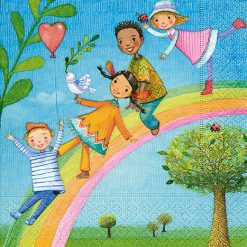 Children On Rainbow Decoupage Napkin