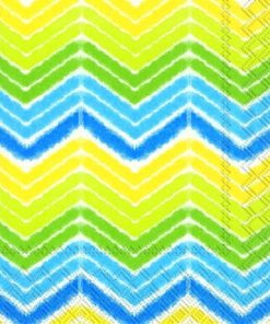 Shades of Yellow Blue Ikat/Chevron Decoupage Napkin