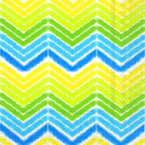 Shades of Yellow Blue Ikat/Chevron Decoupage Napkin