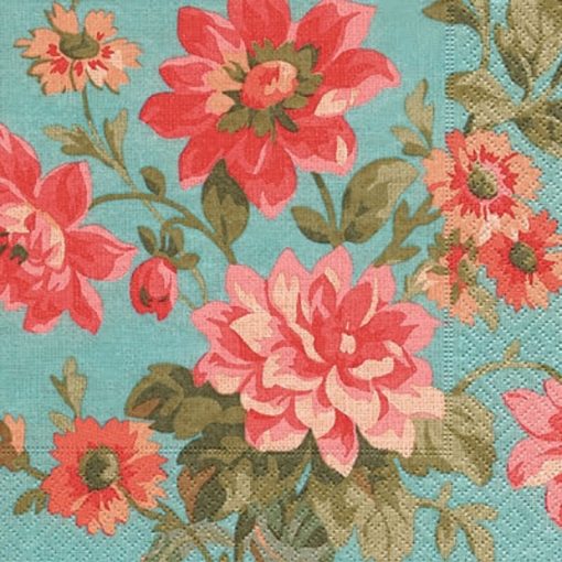 Painted Dahlias Decoupage Napkin