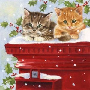 Cats Waiting For Mail  Decoupage Napkin